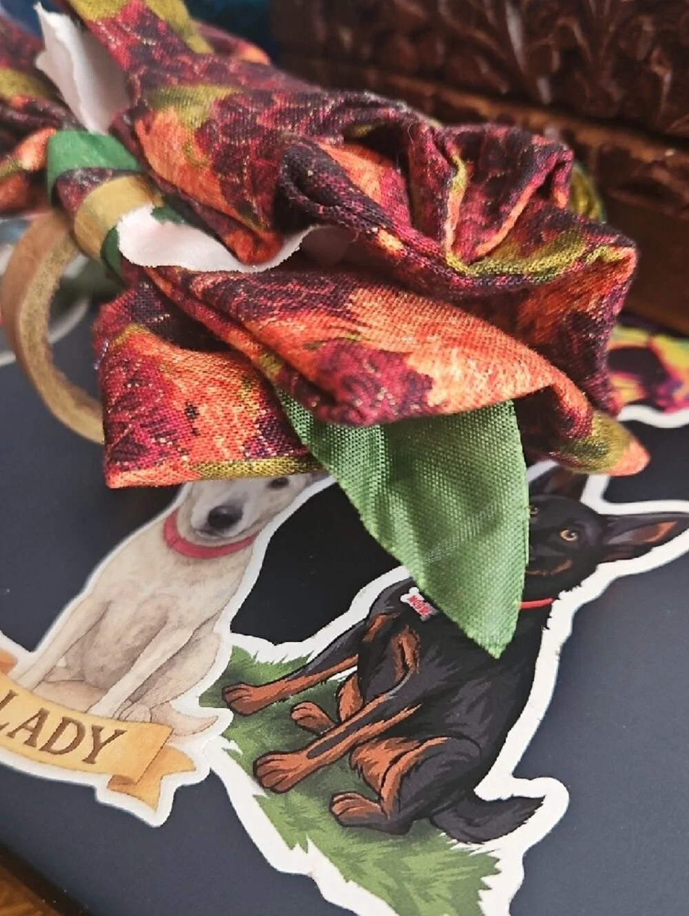Hand Crafted Floral Ribbon Bow Tie Dog Collar Accessory NEW